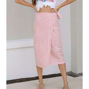 Emerson Fry muted clay linen wrap skirt